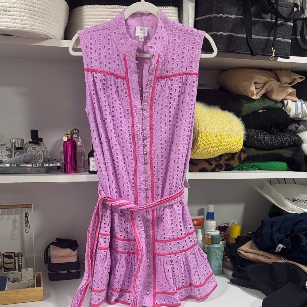 Lavender Eyelet Sleeveless Mini Dress - Picture 4 of 4